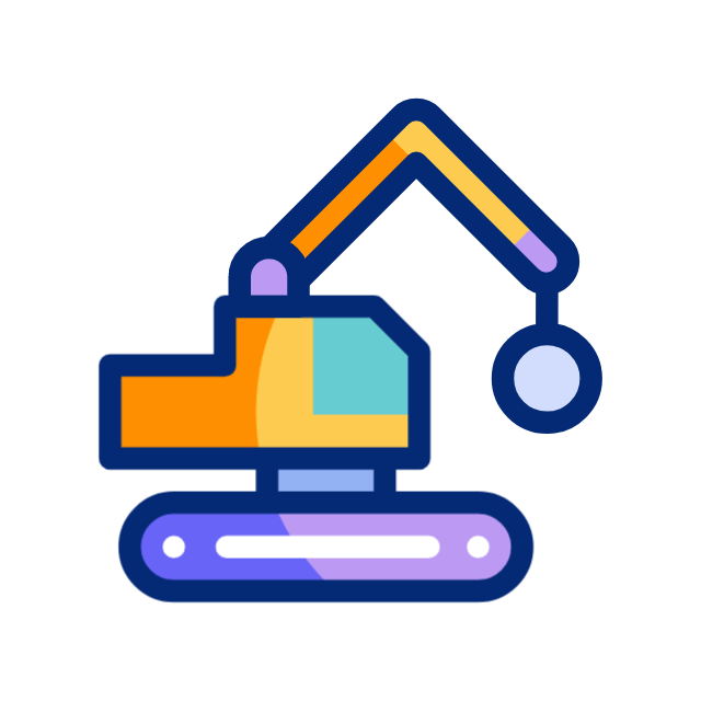 Maquinaria realizando demolición controlada en Murcia